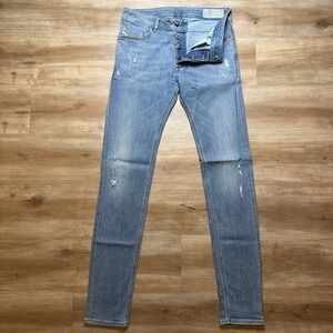 Diesel Sleenker Jeans Men 31x34 Blue Slim Skinny Stretch Denim Distressed 084KJ